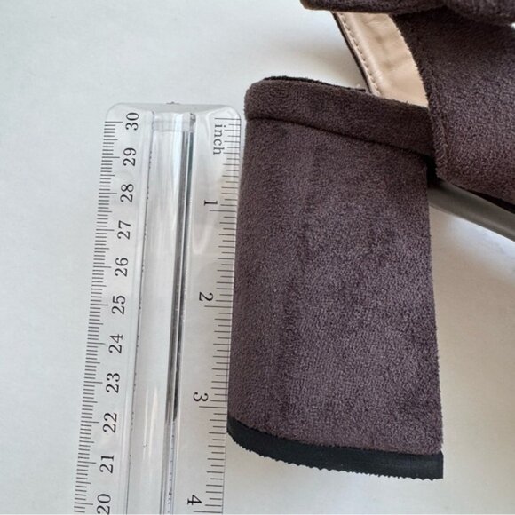 FSJ Womens Size 6 Platform Sandals Ankle Strap Suede Purple Brown - Picture 9 of 11